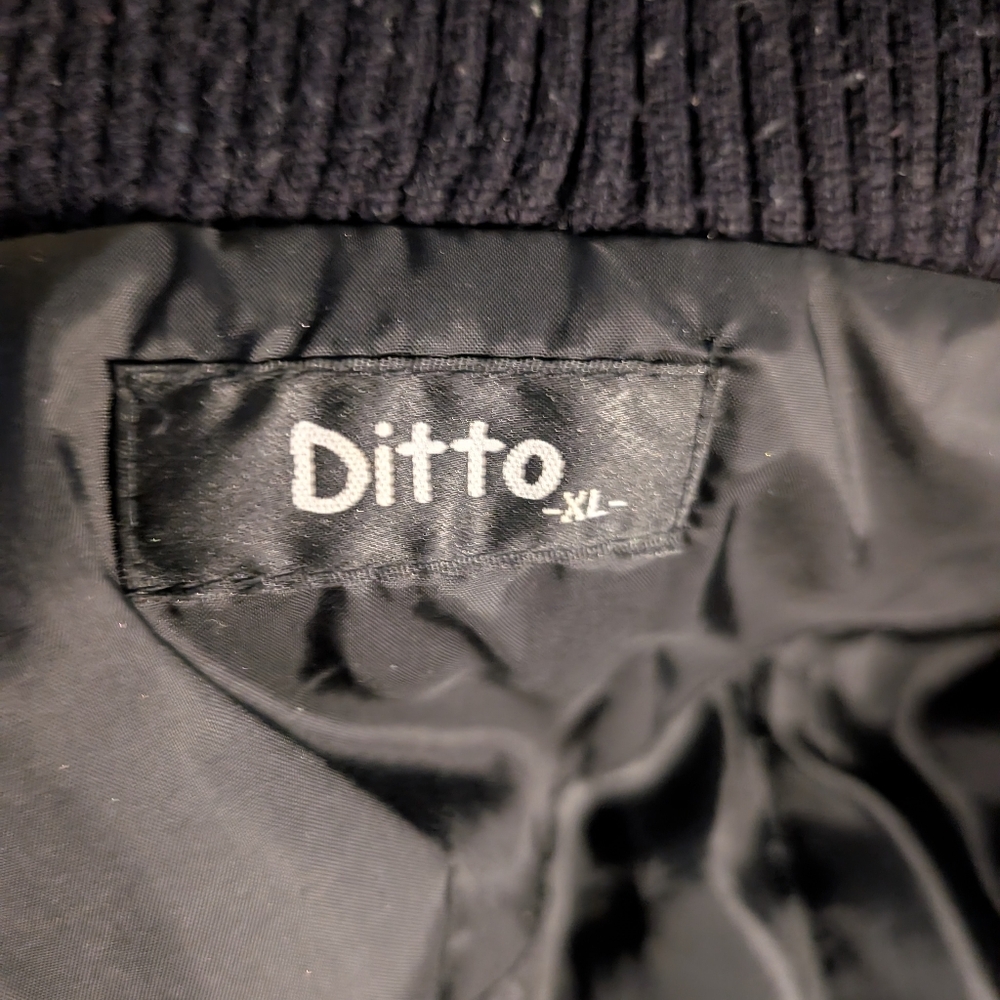 Dittos Women's Cropped Ribbed Fitted Black Bomber Jacket Size XL - Picture 3 of 8